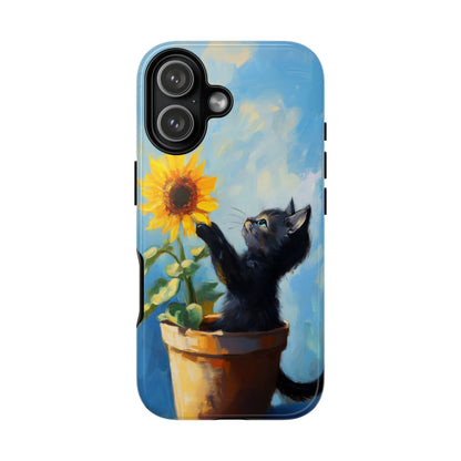 Cute Cat and Sunflower iPhone Case for Pet Lovers