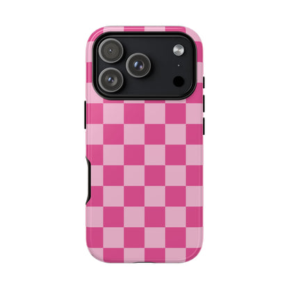 Hot Pink Checker Pattern iPhone Case for Girls