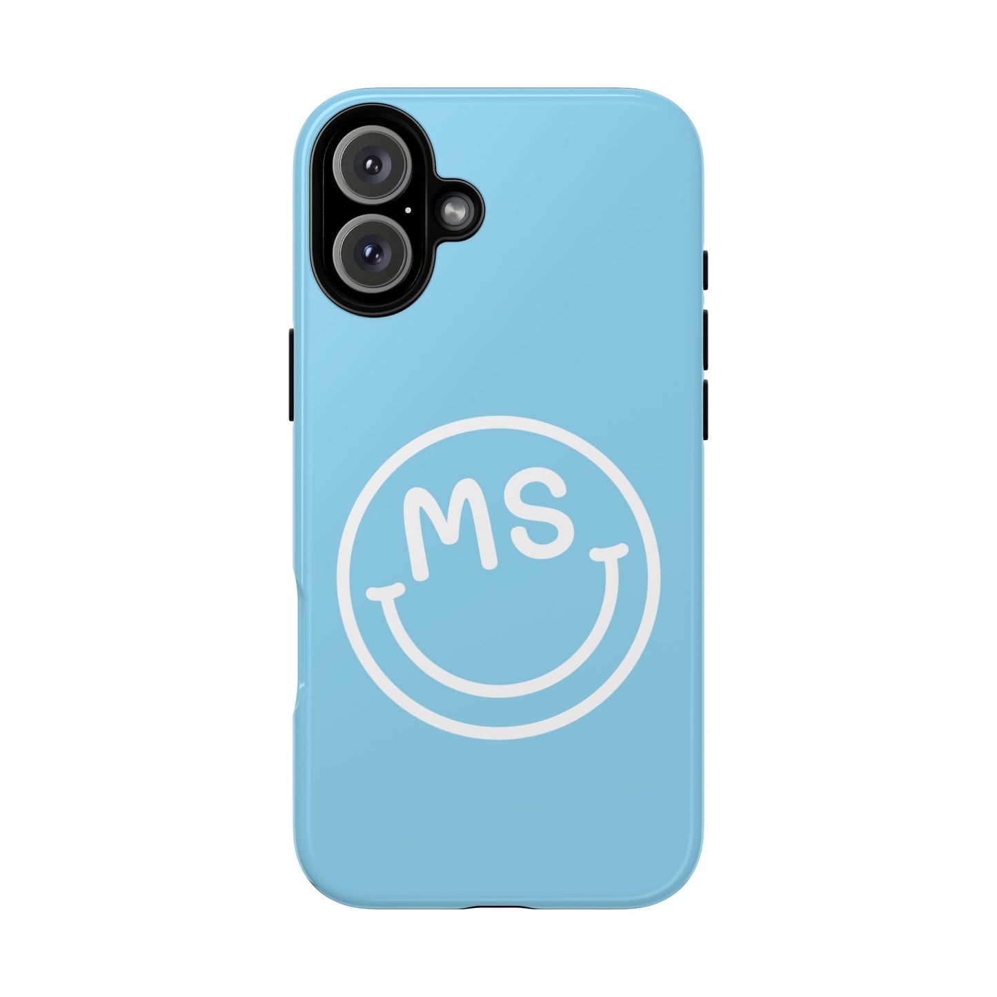 Custom Blue Smiley Face iPhone Case - Add Your Initials