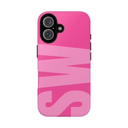 Hot Pink Personalized Monogram iPhone Case - Custom Initial Tough Cover