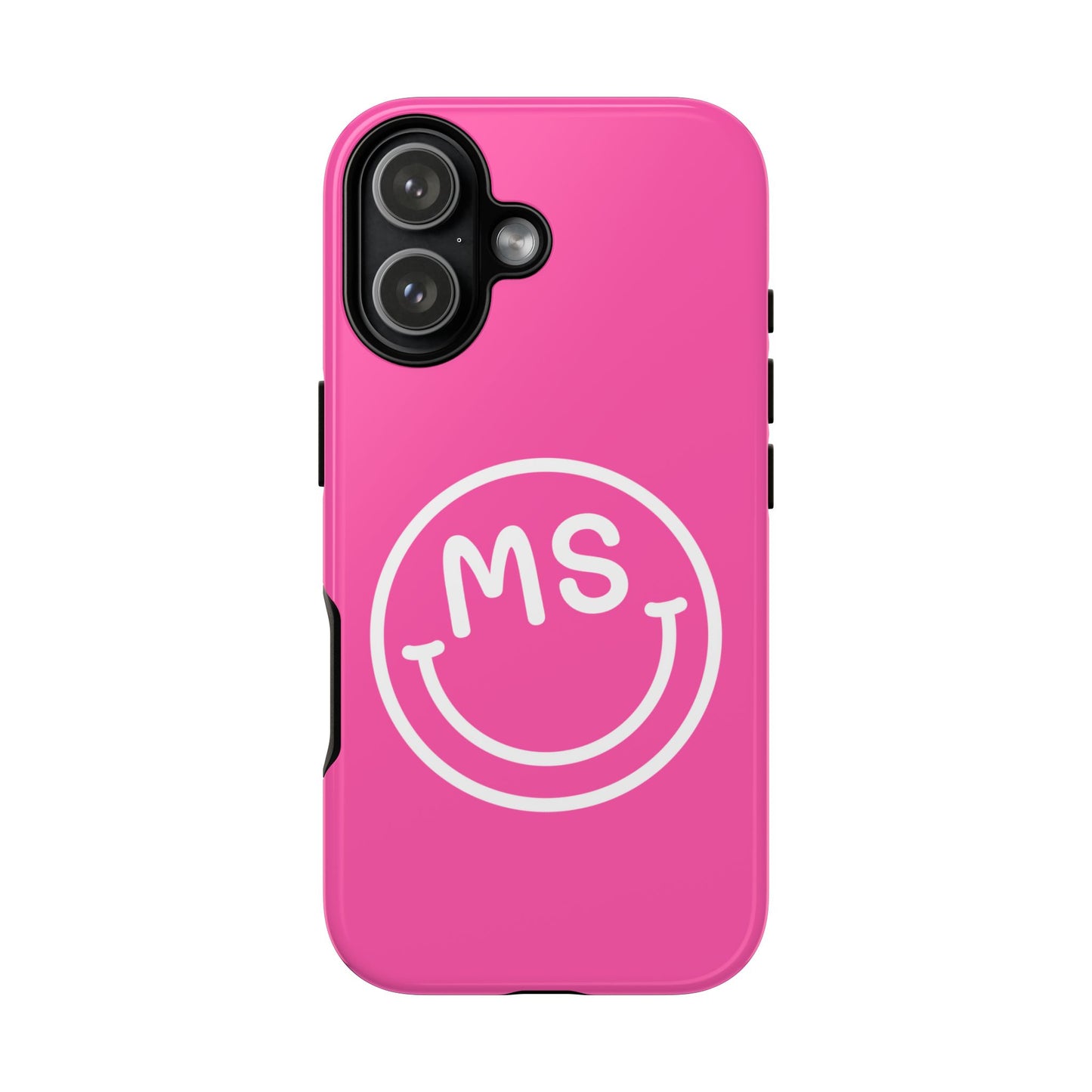 Cute Pink Smiley Face iPhone Case - Personalized Initials
