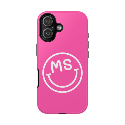 Cute Pink Smiley Face iPhone Case - Personalized Initials
