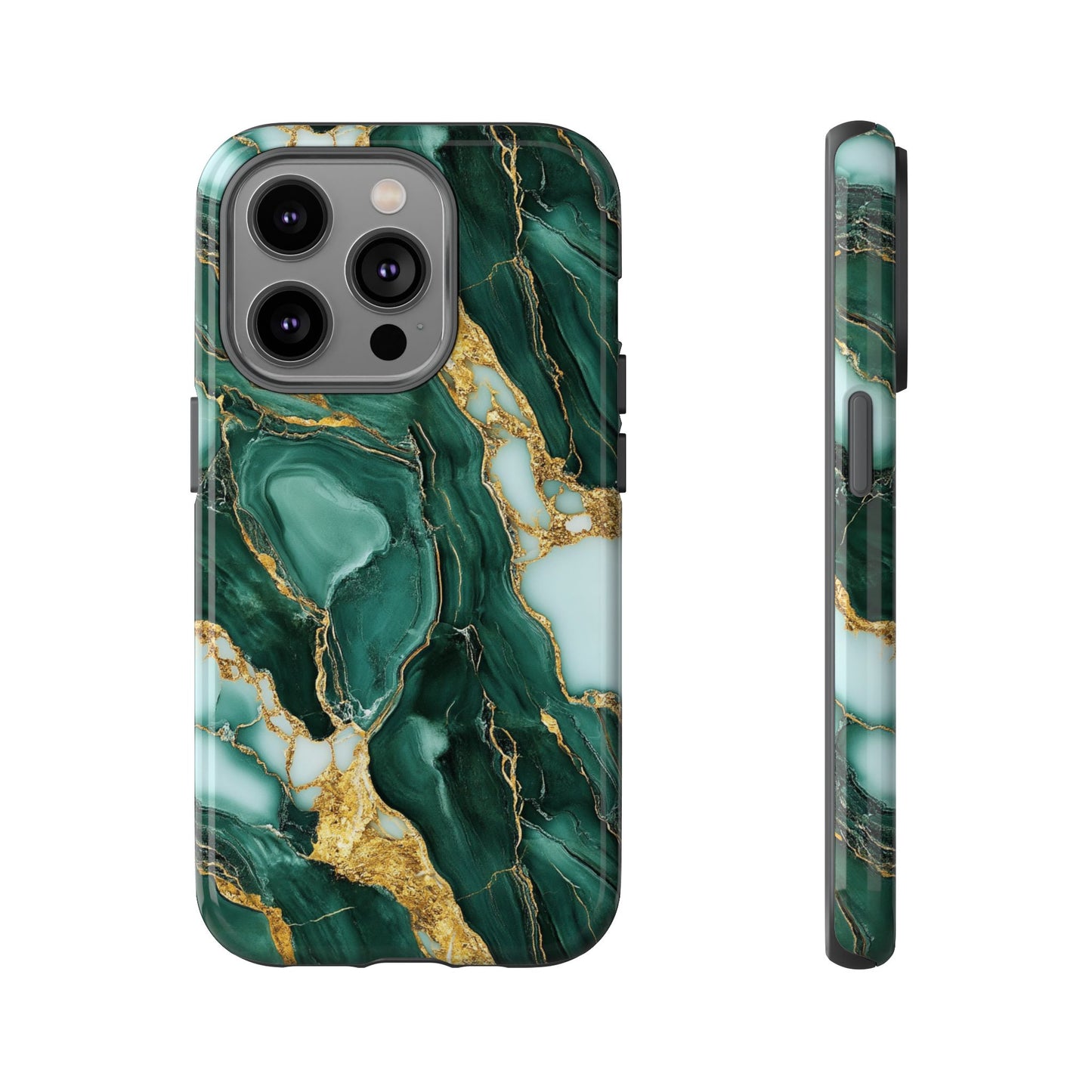 Emerald Green Marble Gold Vein iPhone Case