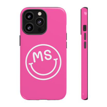 Cute Pink Smiley Face iPhone Case - Personalized Initials