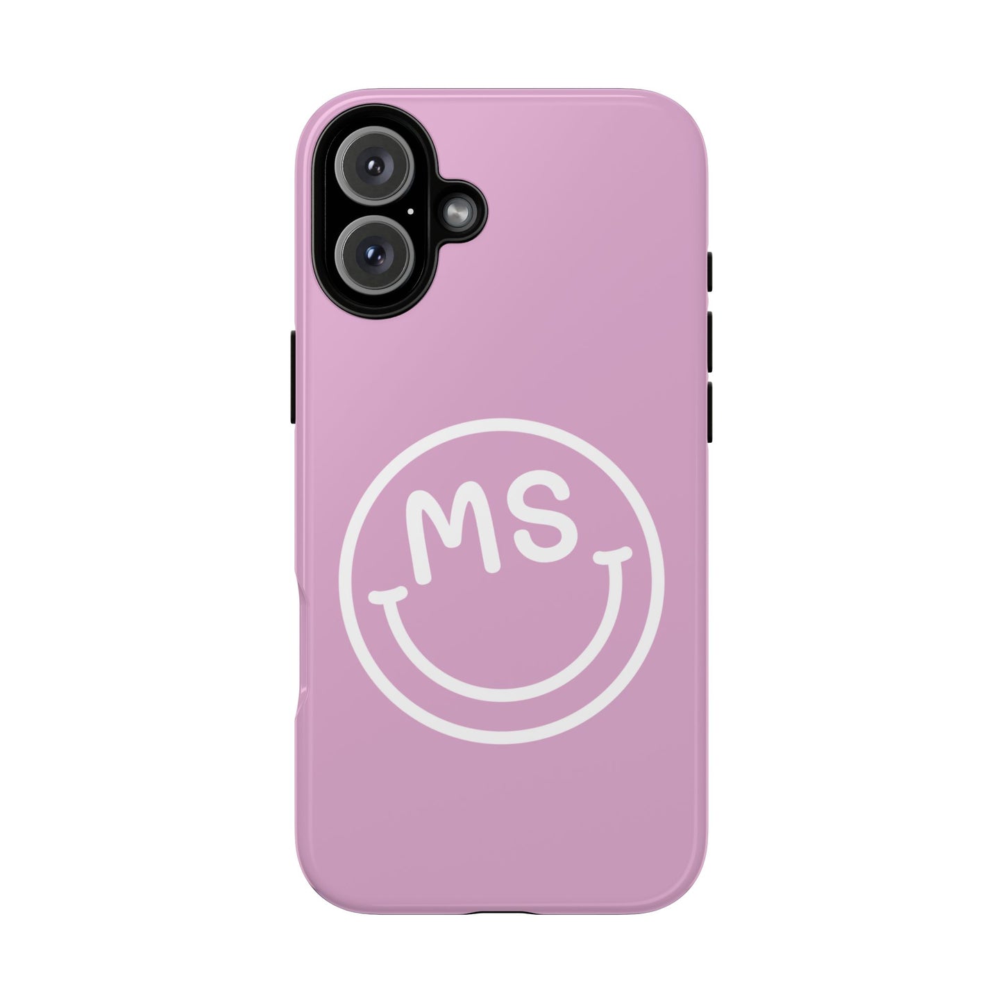 Cute Smiley Face iPhone Case - Personalized Initials - Mauve
