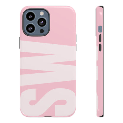 Millennial Pink Custom Initial Monogram iPhone Case - Shockproof