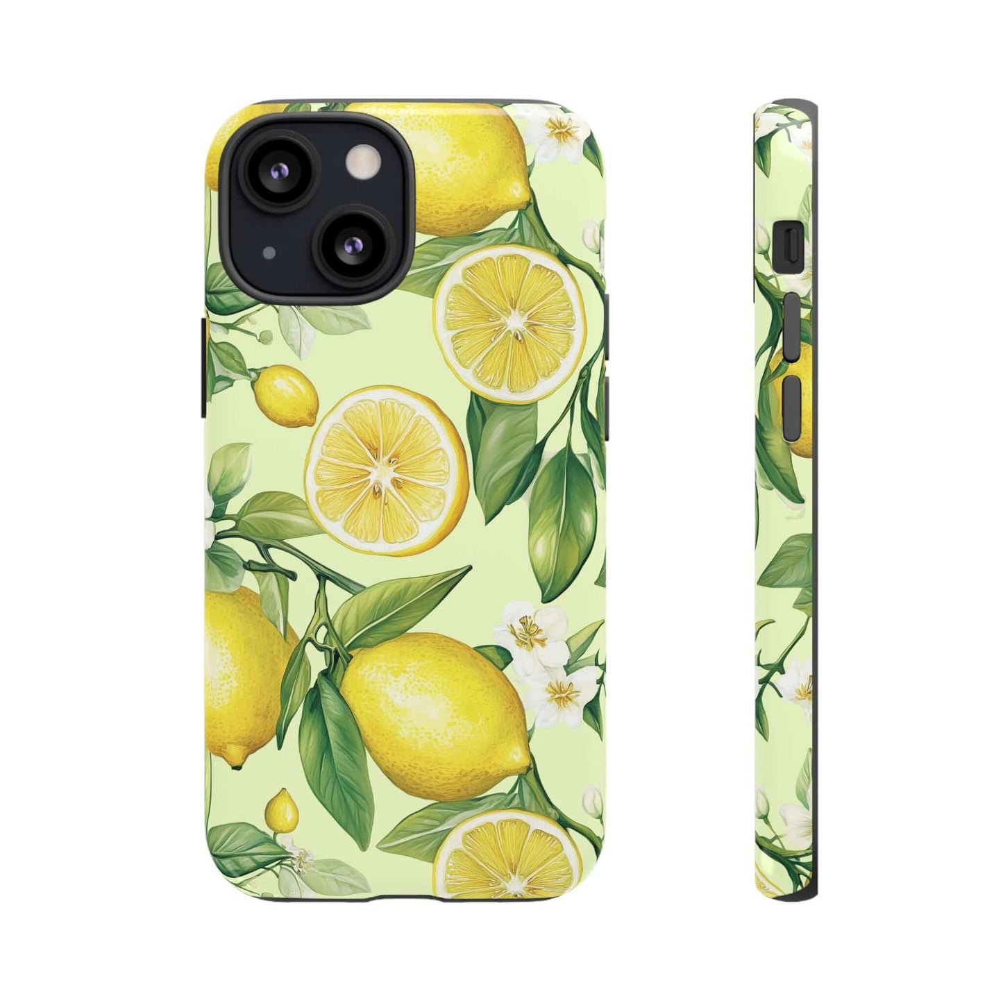 Lemon Blossom iPhone Case with watercolor lemons and blossoms on a pastel backdrop. Protective and stylish summer botanical design.