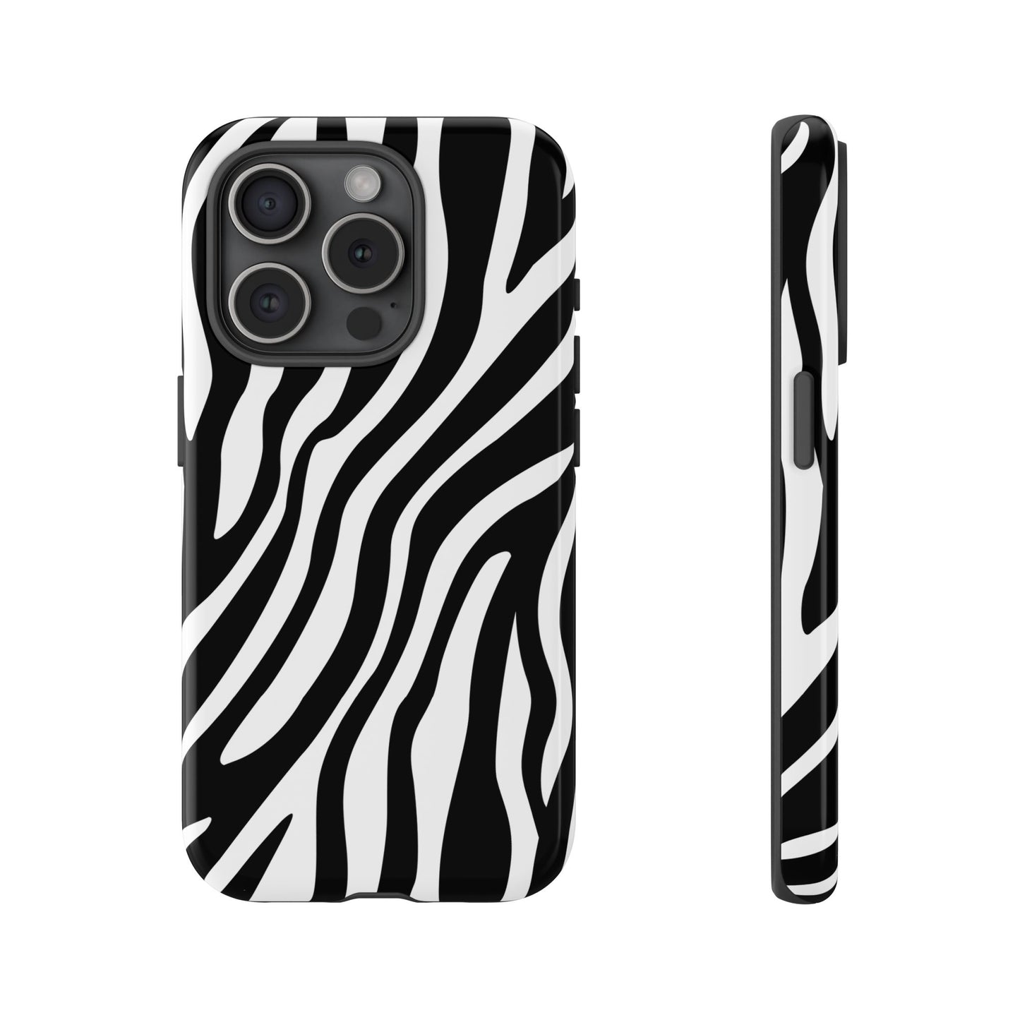 Zebra Print iPhone Case - Black White