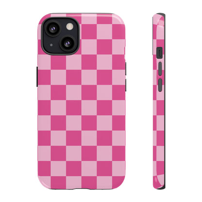 Hot Pink Checker Pattern iPhone Case for Girls