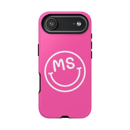 Cute Pink Smiley Face iPhone Case - Personalized Initials