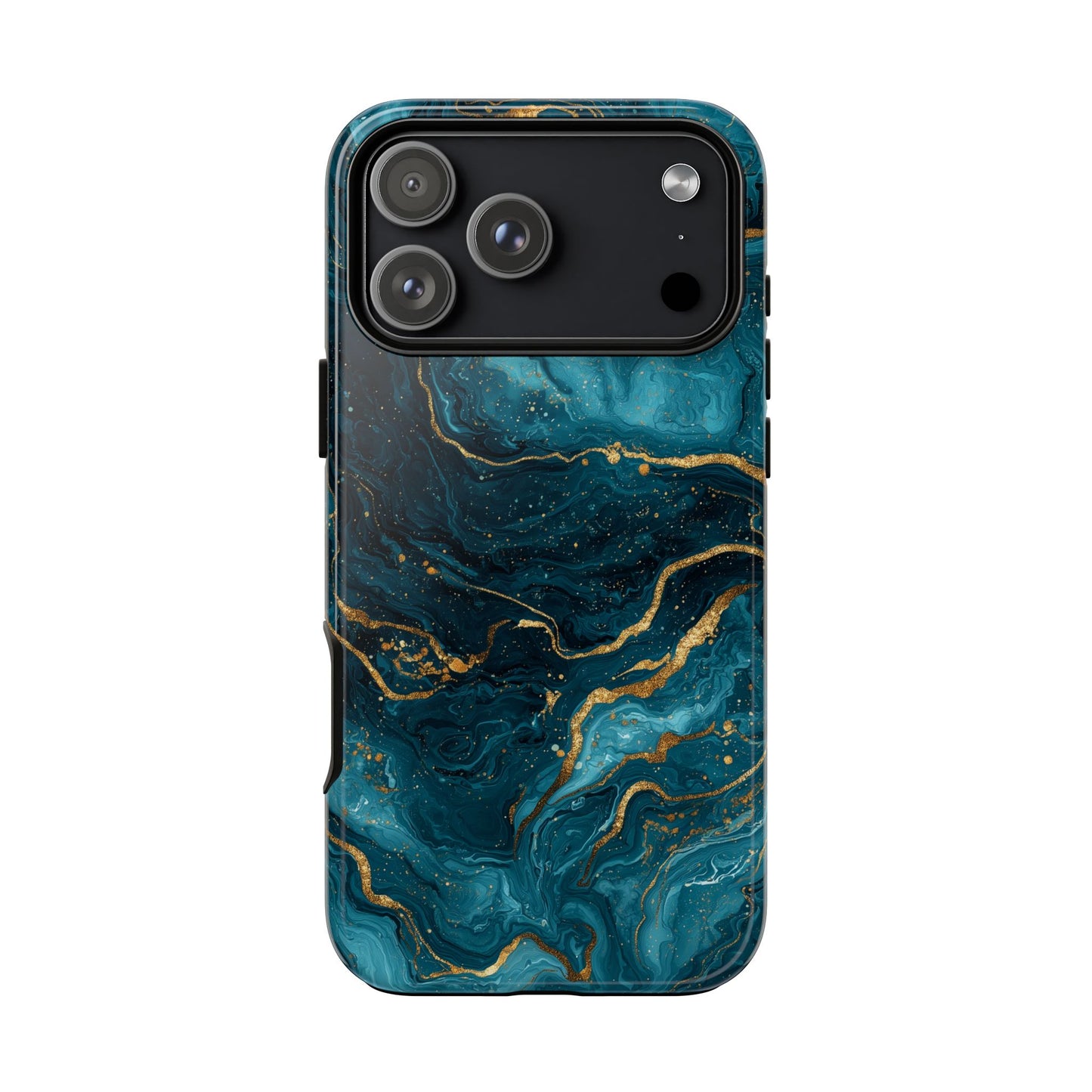 Aesthetic Teal & Gold Marble iPhone Case