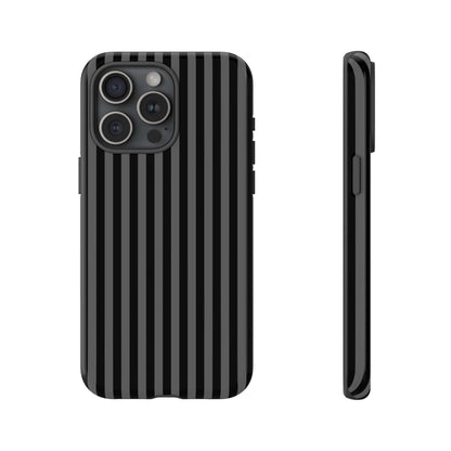 Obsidian Elegance - Striped Black iPhone Case, premium shock-absorbent material, MagSafe compatible, stylish protection for modern women.
