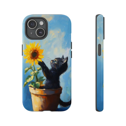 Cute Cat and Sunflower iPhone Case for Pet Lovers