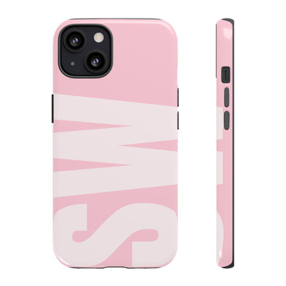 Millennial Pink Custom Initial Monogram iPhone Case - Shockproof