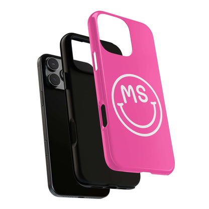 Cute Pink Smiley Face iPhone Case - Personalized Initials