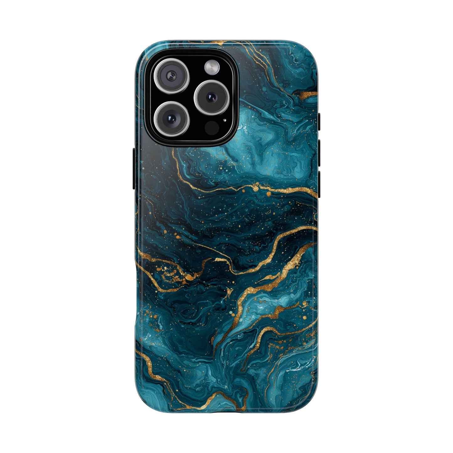Aesthetic Teal & Gold Marble iPhone Case