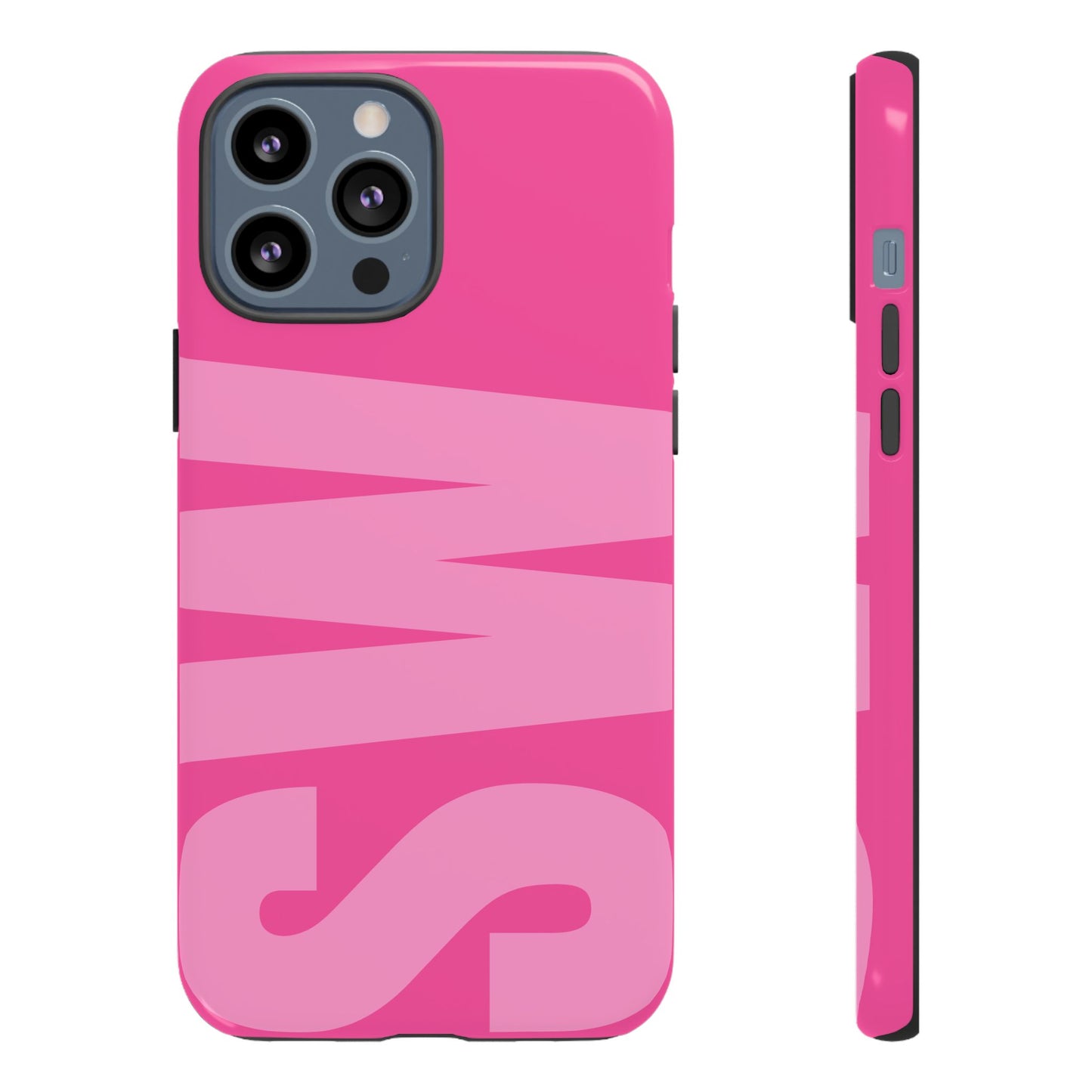 Hot Pink Personalized Monogram iPhone Case - Custom Initial Tough Cover