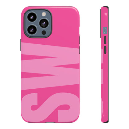 Hot Pink Personalized Monogram iPhone Case - Custom Initial Tough Cover