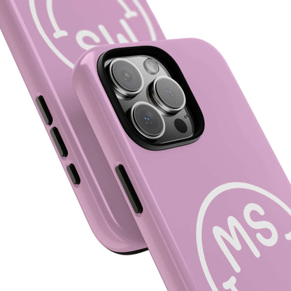 Cute Smiley Face iPhone Case - Personalized Initials - Mauve