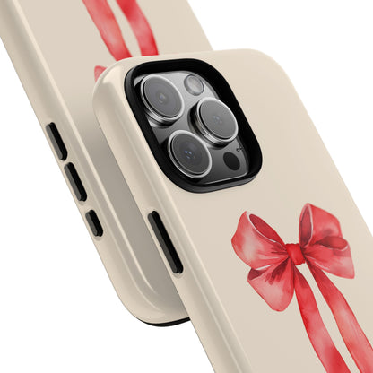 Cute Watercolor Red Ribbon Bow iPhone Case