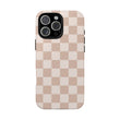Aesthetic Checkered Pattern iPhone Case | Nude Beige