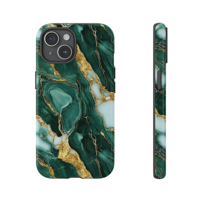 Emerald Green Marble Gold Vein iPhone Case