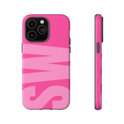 Hot Pink Personalized Monogram iPhone Case - Custom Initial Tough Cover