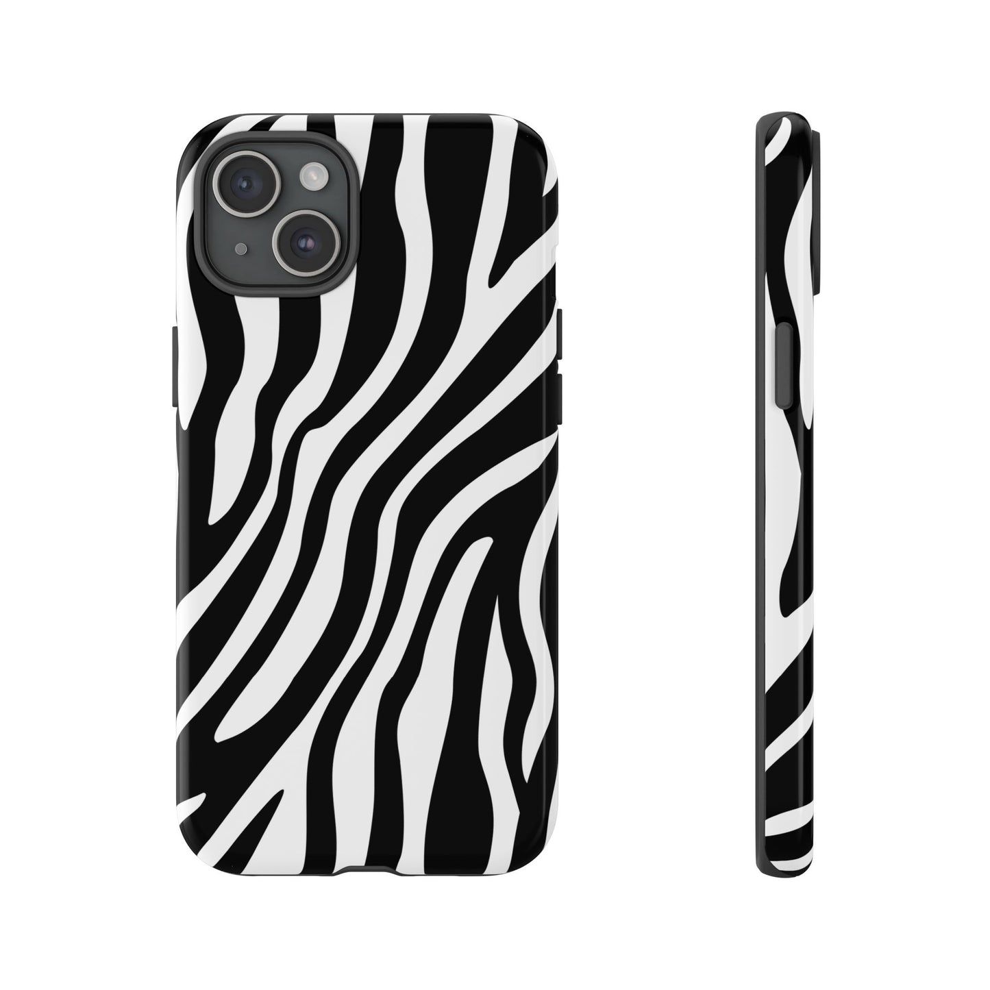 Zebra Print iPhone Case - Black White
