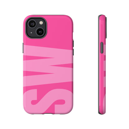 Hot Pink Personalized Monogram iPhone Case - Custom Initial Tough Cover
