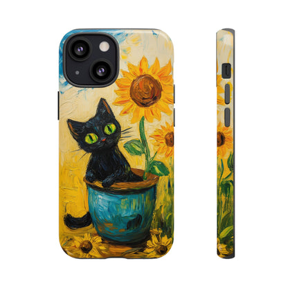 Whimsical Sunflower Cat iPhone Case - Golden Bloom