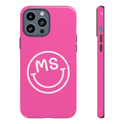 Cute Pink Smiley Face iPhone Case - Personalized Initials