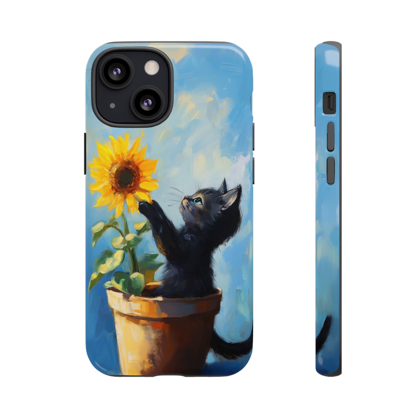 Cute Cat and Sunflower iPhone Case for Pet Lovers