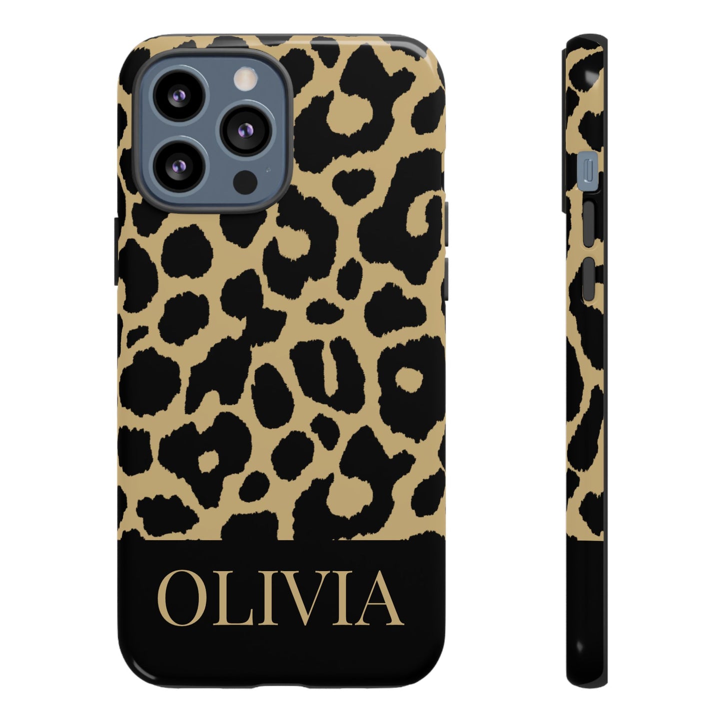 Classic Gold Black Leopard Print iPhone Case - Custom Name