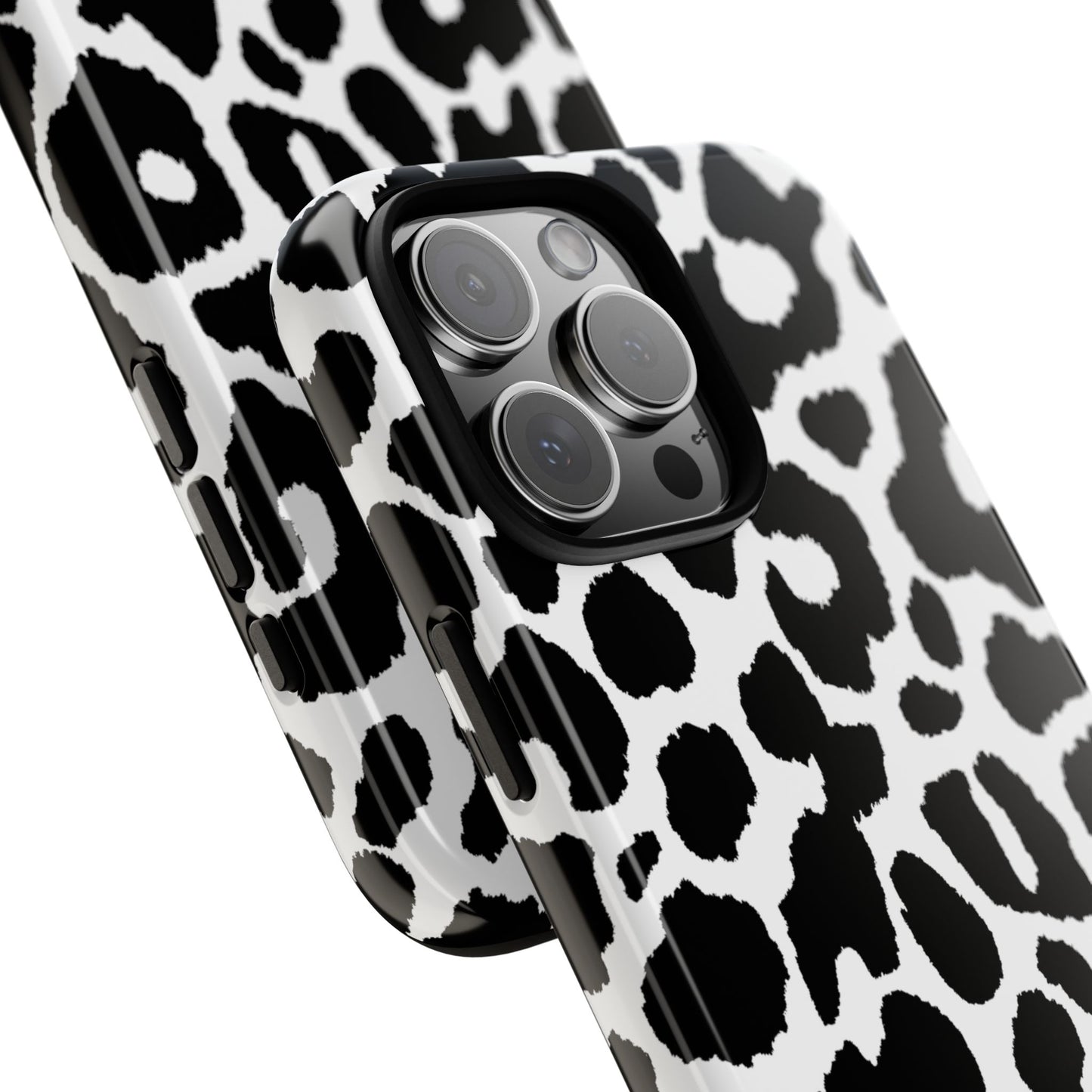 Custom Name Leopard Print iPhone Case - Black and White
