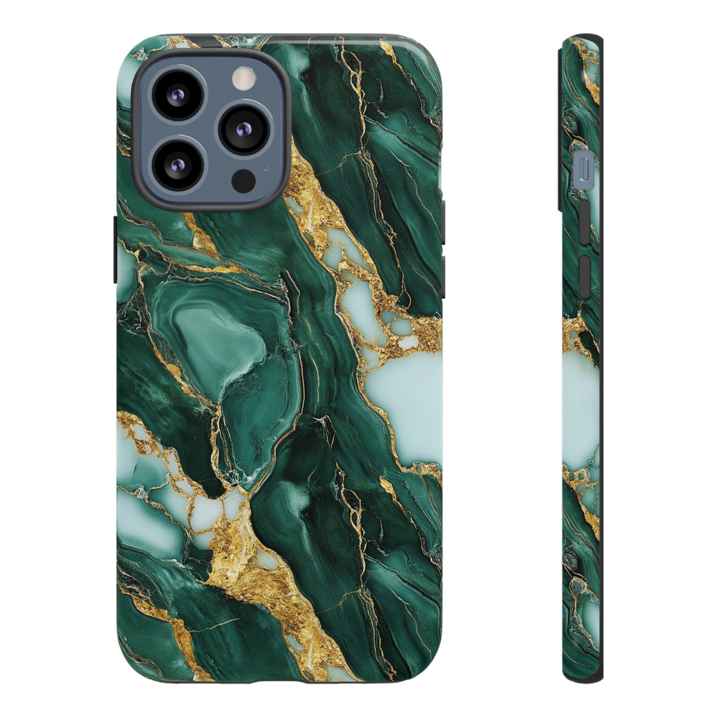 Emerald Green Marble Gold Vein iPhone Case