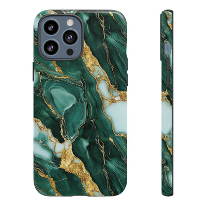 Emerald Green Marble Gold Vein iPhone Case