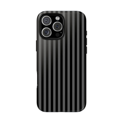 Obsidian Elegance - Striped Black iPhone Case