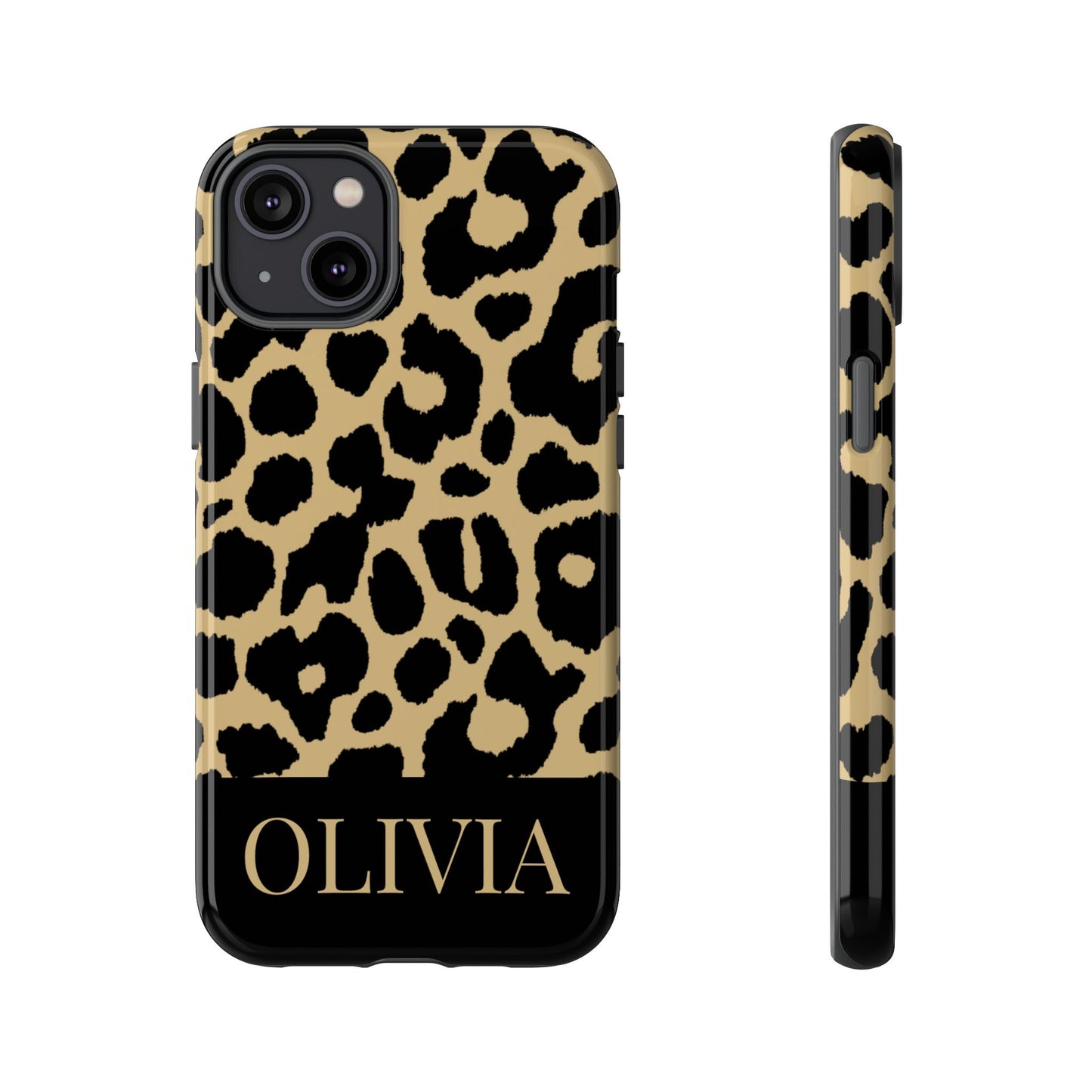 Classic Gold Black Leopard Print iPhone Case - Custom Name