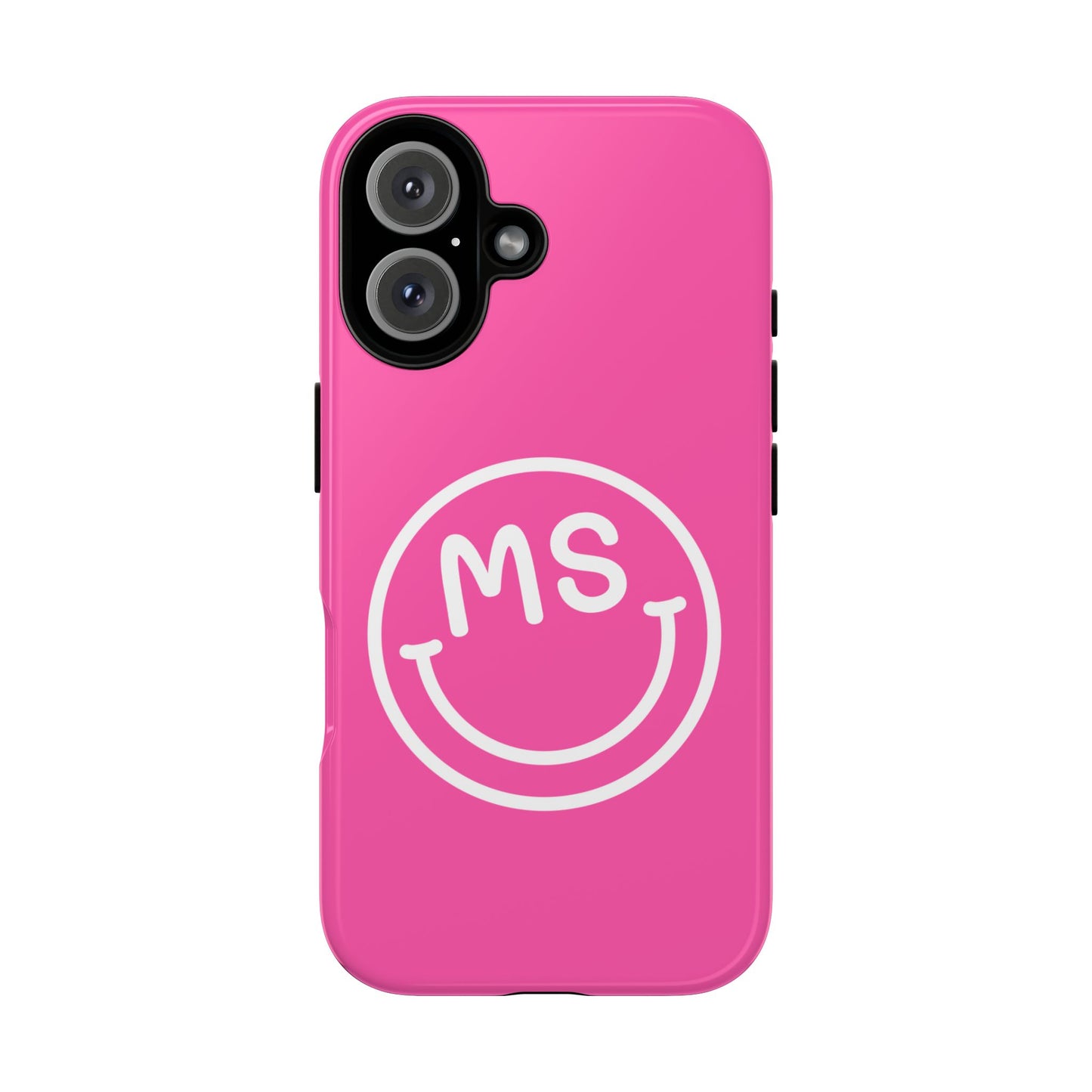 Cute Pink Smiley Face iPhone Case - Personalized Initials