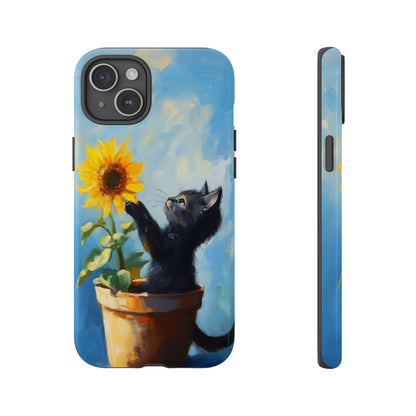 Cute Cat and Sunflower iPhone Case for Pet Lovers