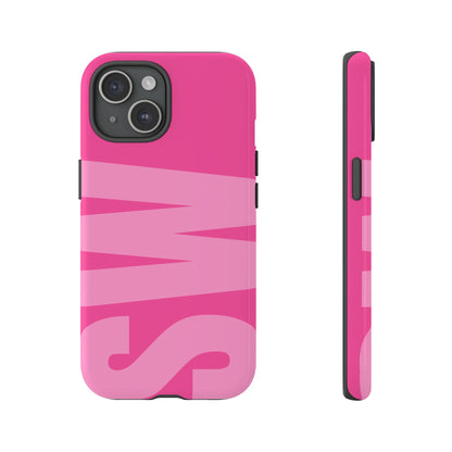 Hot Pink Personalized Monogram iPhone Case - Custom Initial Tough Cover