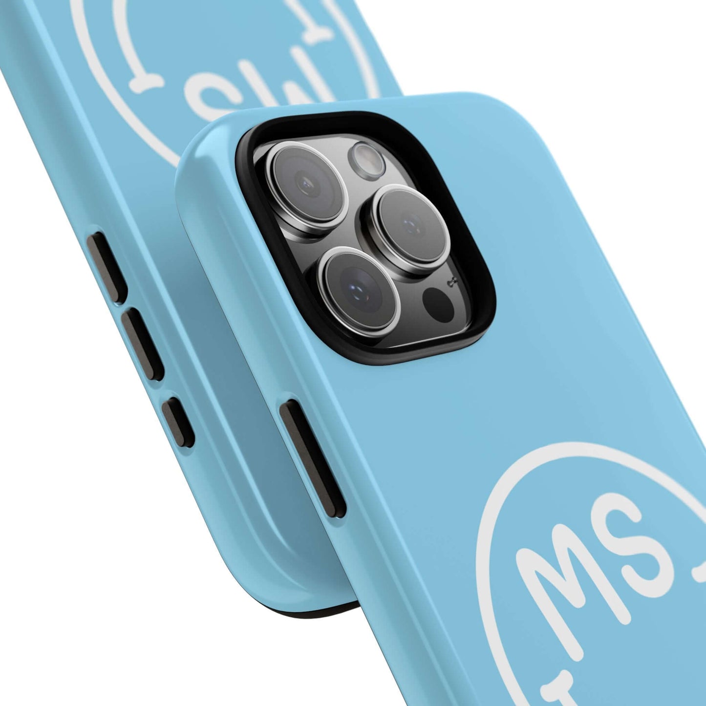 Custom Blue Smiley Face iPhone Case - Add Your Initials