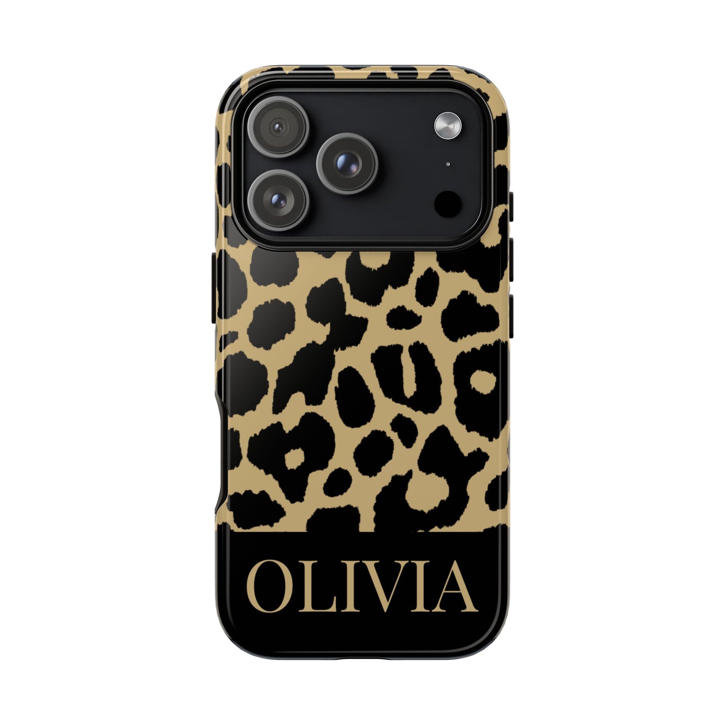 Classic Gold Black Leopard Print iPhone Case - Custom Name