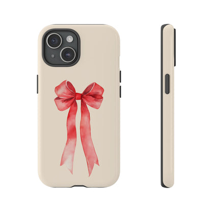 Cute Watercolor Red Ribbon Bow iPhone Case