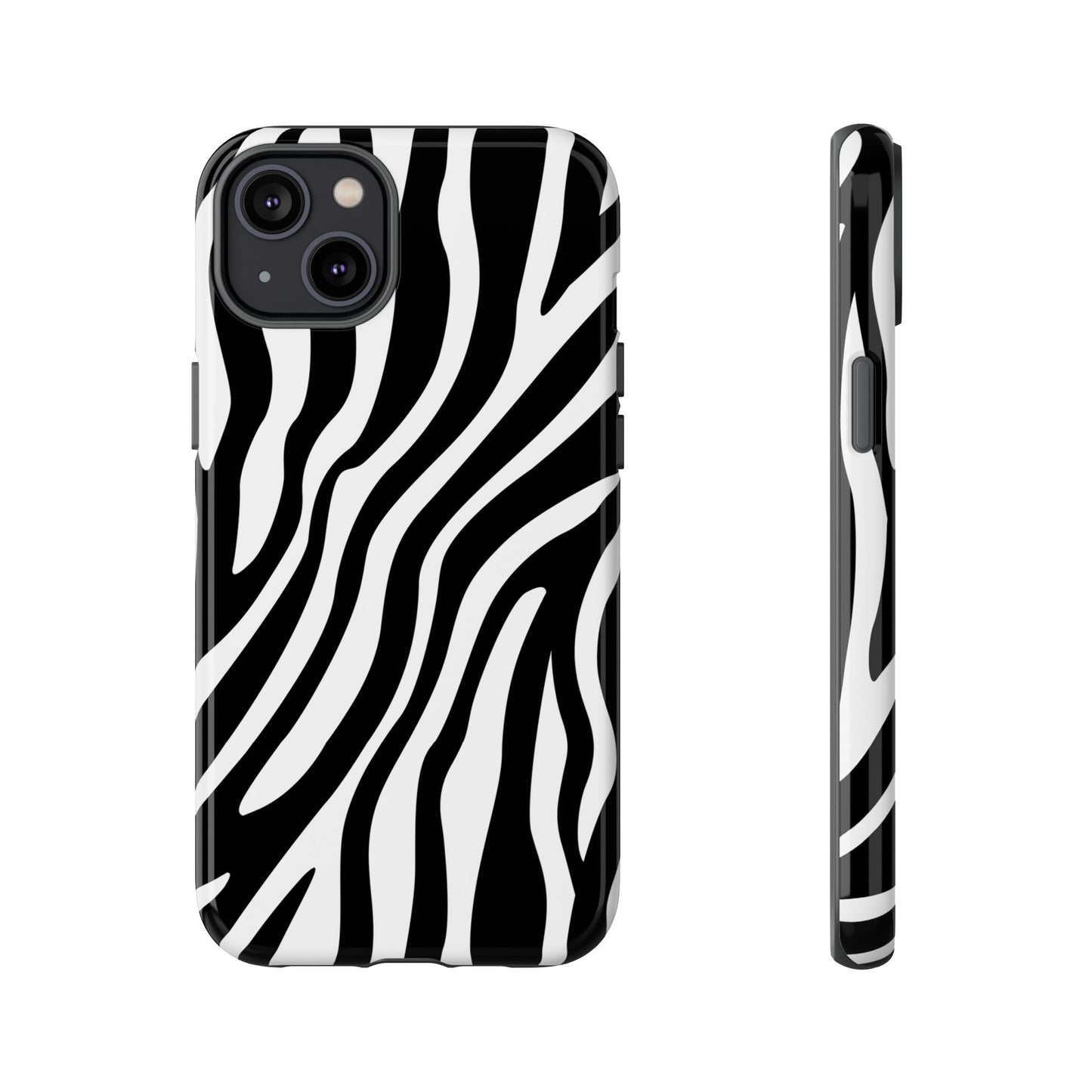 Zebra Print iPhone Case - Black White