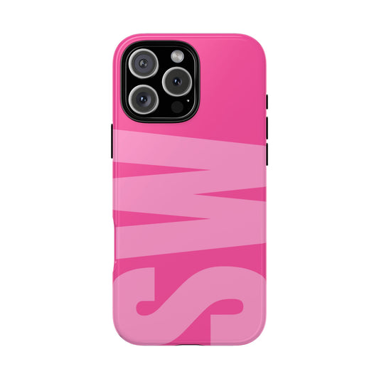 Hot Pink Personalized Monogram iPhone Case - Custom Initial Tough Cover