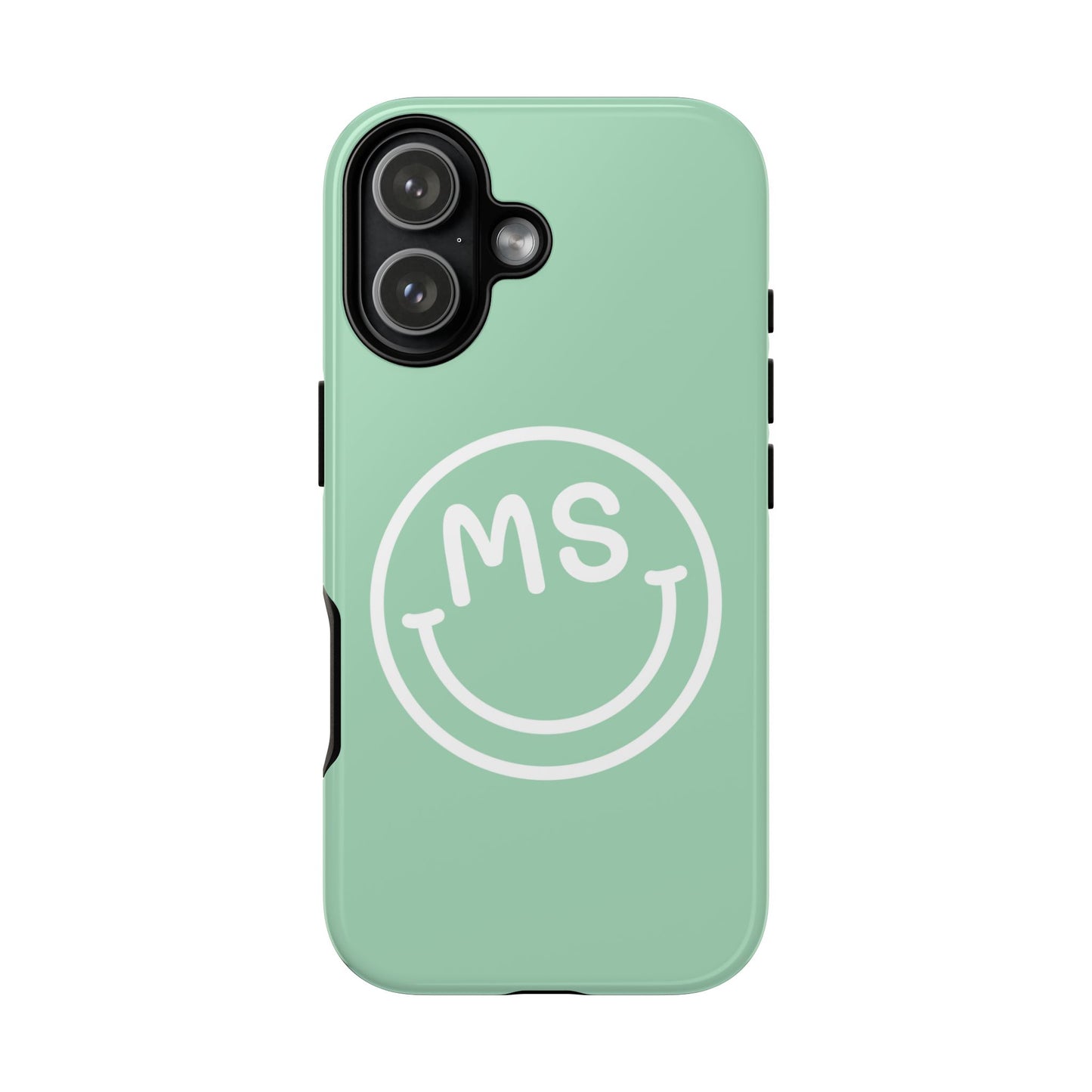 Custom Initial Smiley Face iPhone Case - Mint Green