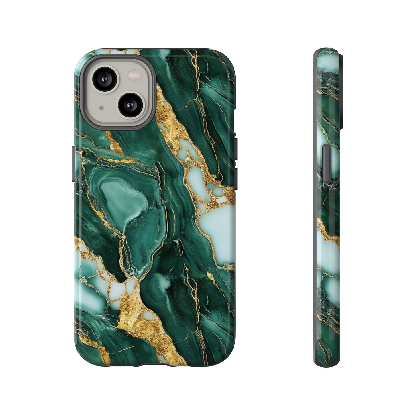 Emerald Green Marble Gold Vein iPhone Case