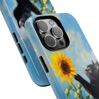 Cute Cat and Sunflower iPhone Case for Pet Lovers