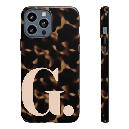 Custom Monogram Tortoise Shell iPhone Case - Golden Glam